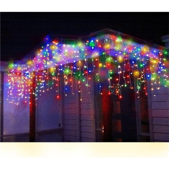 Multi-Color Outdoor LED Icicle Lights, 14.5Ft with 160 LEDs- For Christmas Decor - Picture 6 of 8